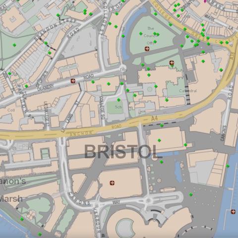 A map of Bristol city centre 