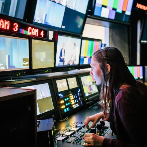 person working in TV studio