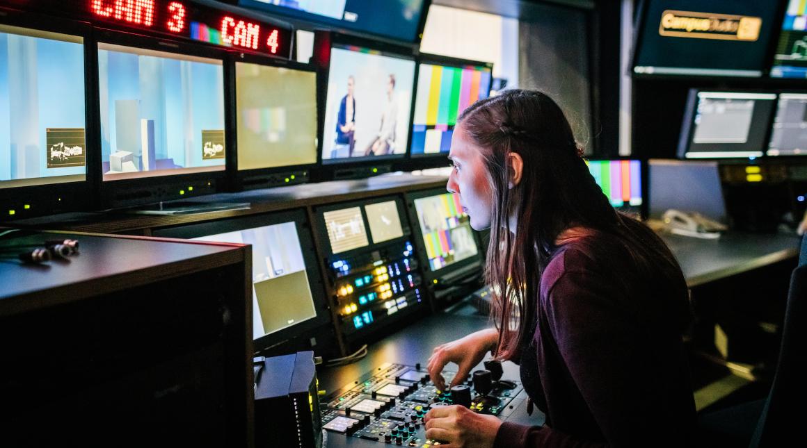 person working in TV studio