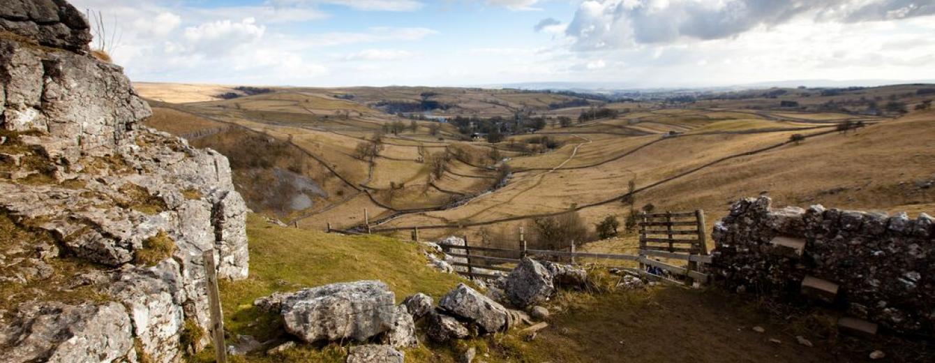 A sweeping view of the hills in the Yorkshire Dales